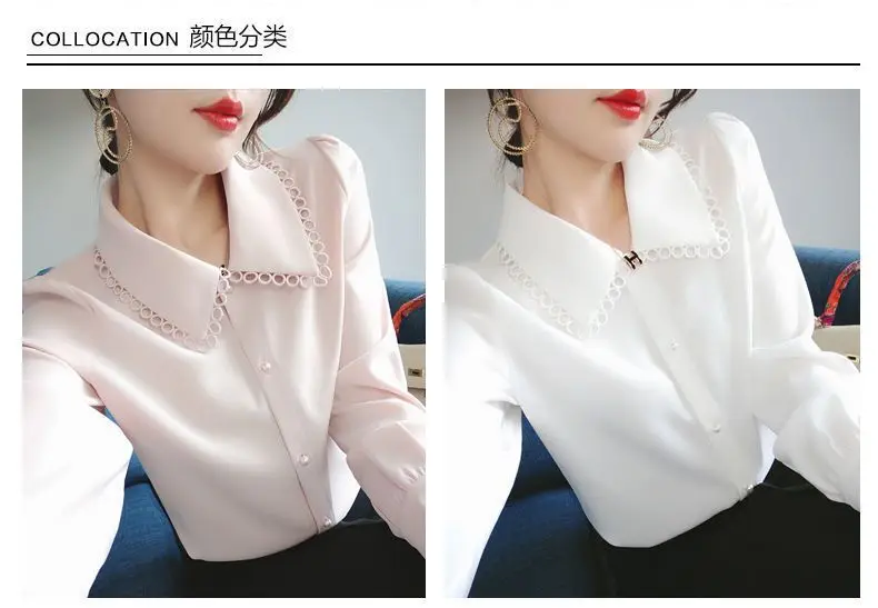 Spring New Style Chiffon Shirt Women\'s Fashion Age Reducing Fairy Style Top Western Style Small Shirt Long Sleeve OL Shirt