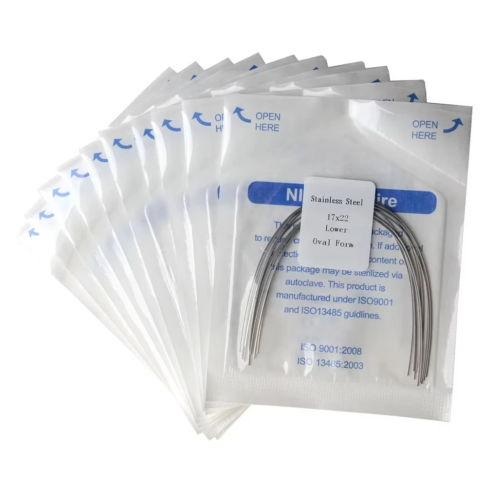 AZDENT 100pcs/10Packs Dental Orthodontic Stainless Steel Round/Rectangular Arch Wire Ovoid Form Archwires Dentist Product