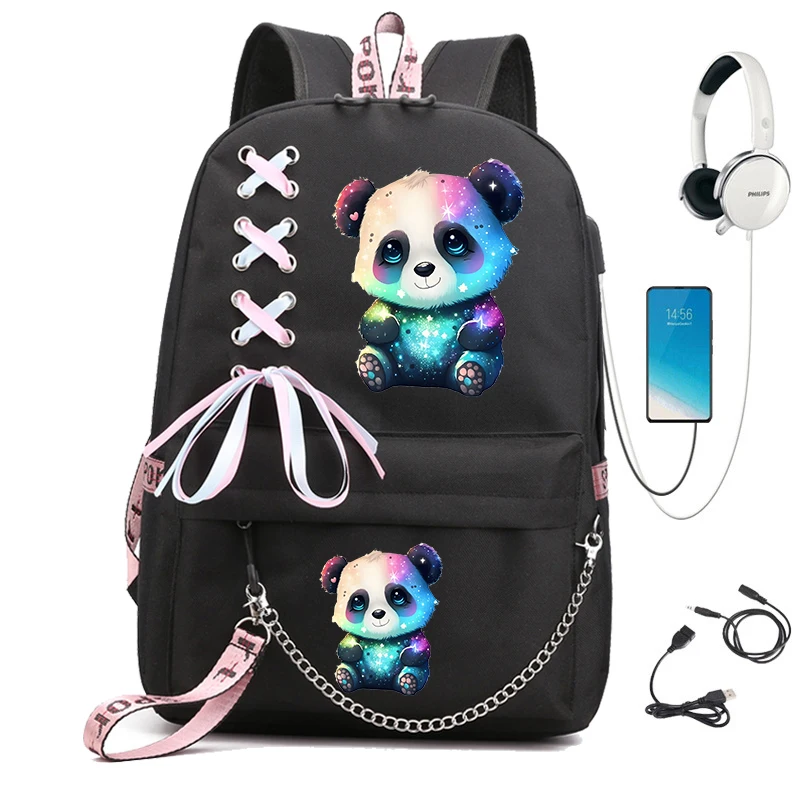 Girl Children Backpack School Bag Back Pack Kid Child Teenage Schoolbag Primary Bagpack Coloful Panda Anime Kawaii Bookbag