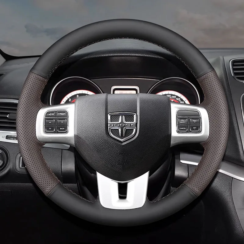 

Custom Car Steering Wheel Cover Non-slip For Dodge Grand Caravan Journey Avenger Durango Hand Sewing Auto Interior Accessories