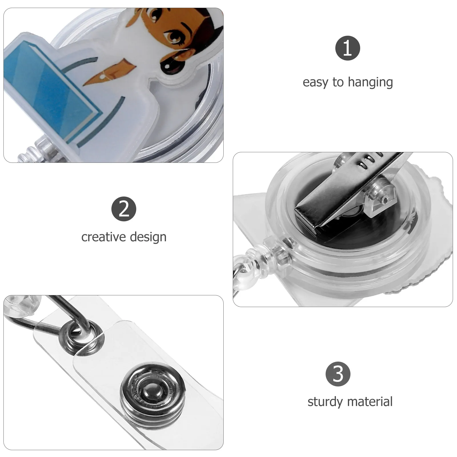 

Id Card Holder Name Tag Multi-Function Portable Nurse Doctor Employee Sturdy Material Easy Access Anime Reel