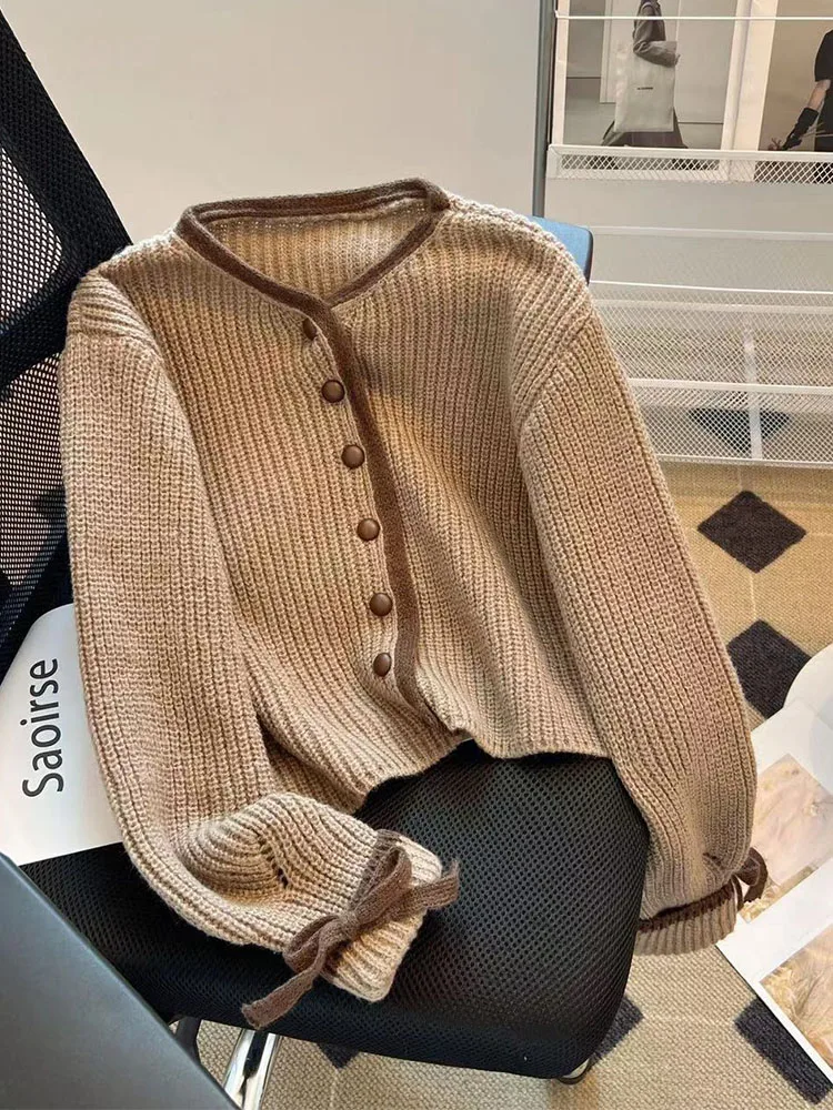 American Vintage Knitwear Cardigan Daily Single Breasted 90s Office Lady Sweater French Elegant Solid Cashmere Top Autumn Winter