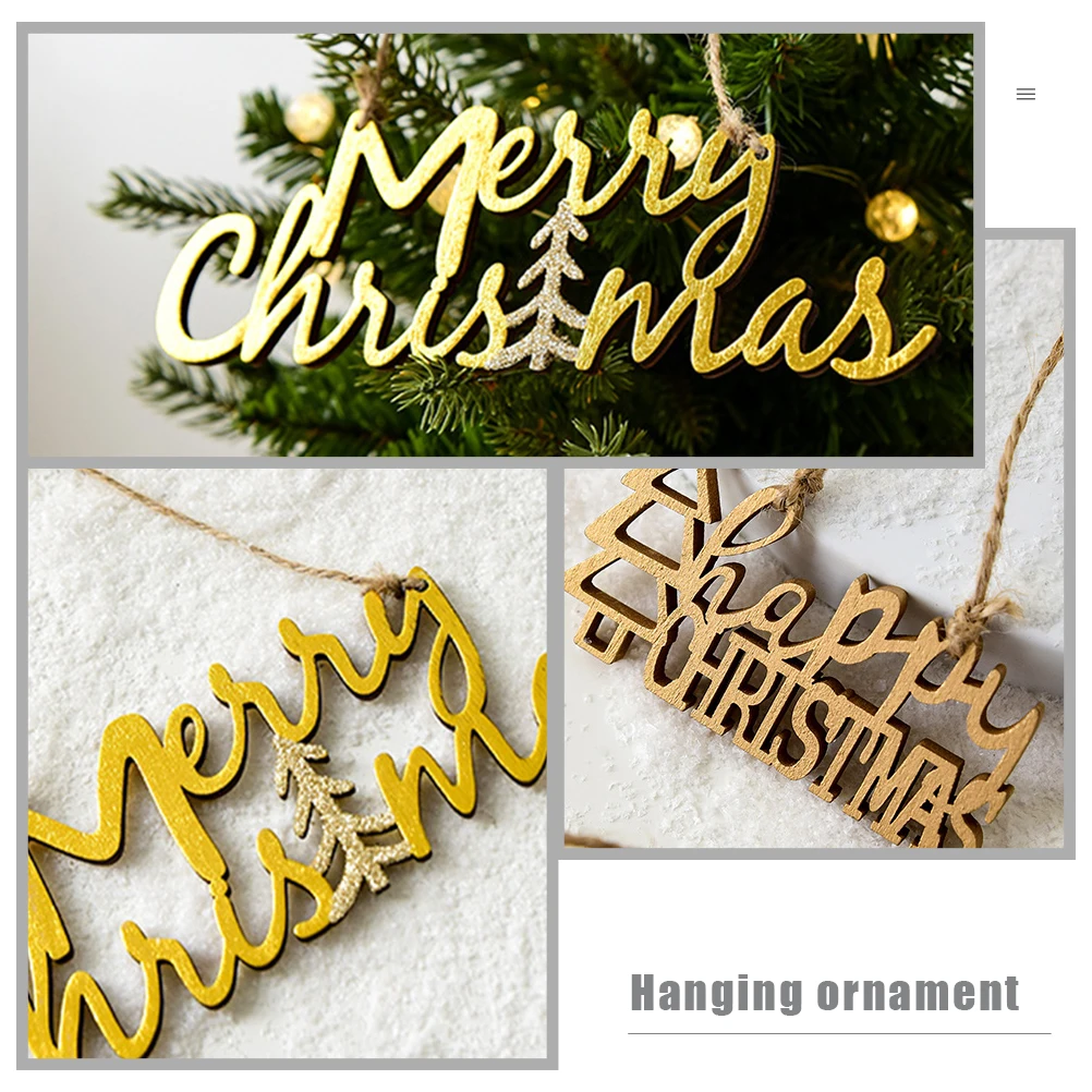

2pcs Christmas Wooden Pendant Xmas Tree Ornament Hanging Decoration Party Favor Gift Family Friends Festive Holiday Tree