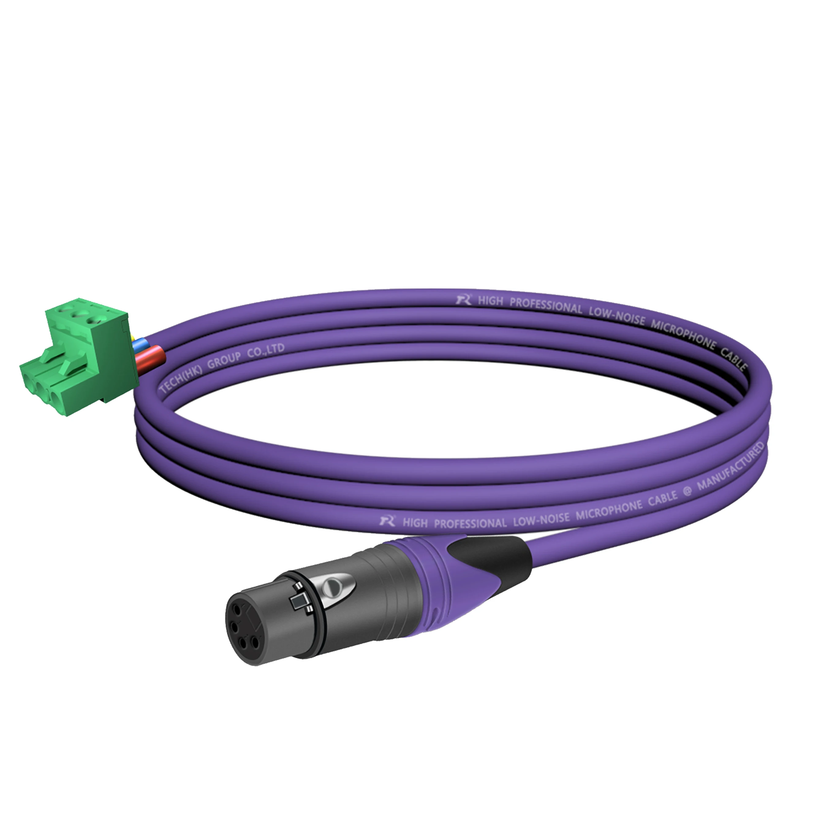 1 Stück Mikrofonkabel mit schwarzem XLR 4-Pin M/F-Stecker, grüner 3-Wege-Leiterplattenklemmenblock, professionelle Audioverbindung für Lautsprechersysteme – Detail 9