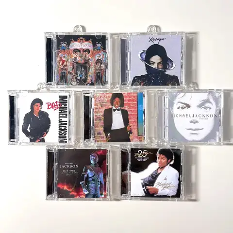 클래식 팝 마이클 잭슨 MJ 미니 음악 CD NFC 키 체인 재생 노래 스릴러 앨범 나쁜 펜던트 코스프레 열쇠 고리 아크릴 목걸이