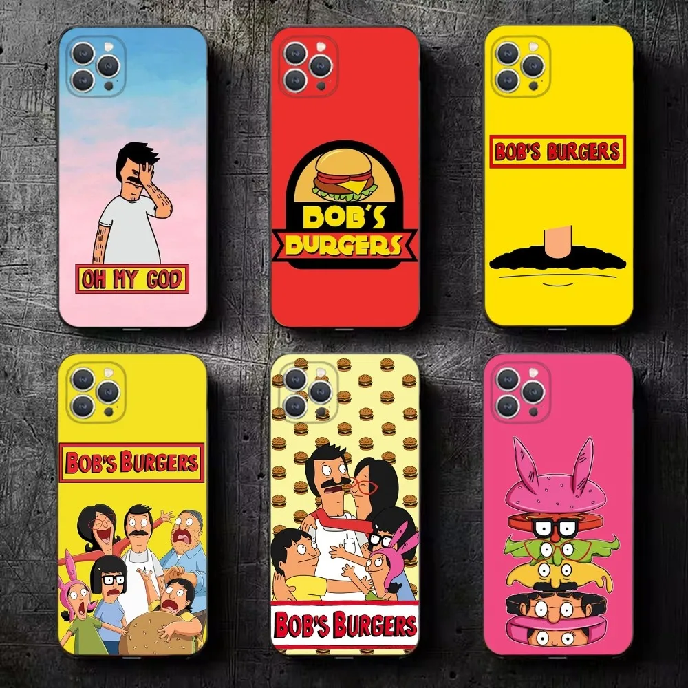 Cartoon B-Bobs Burgers  Phone Case For iPhone 15,14,13,12,11,Plus,Pro Max,XS,X,XR,SE,Mini,8,7 Soft Silicone Black Cover