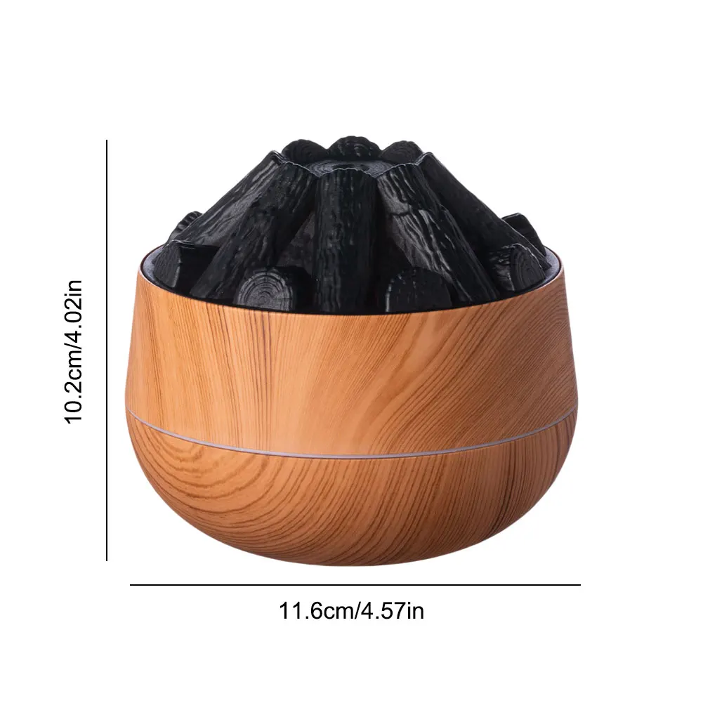 2025 ناشر رائحة صغير مع ضوء الليل جديد الفحم الاصطناعي النار الهواء المرطب ضباب البخاخ للمنزل