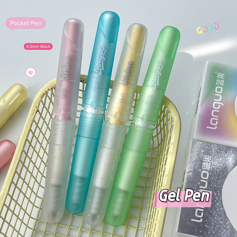 4Pcs Fun Eggshell Pocket Pen Set 0.5mm Black Quick-Dry Gel Pens Pastel Color Series Writing Pens For Study and Office Use
