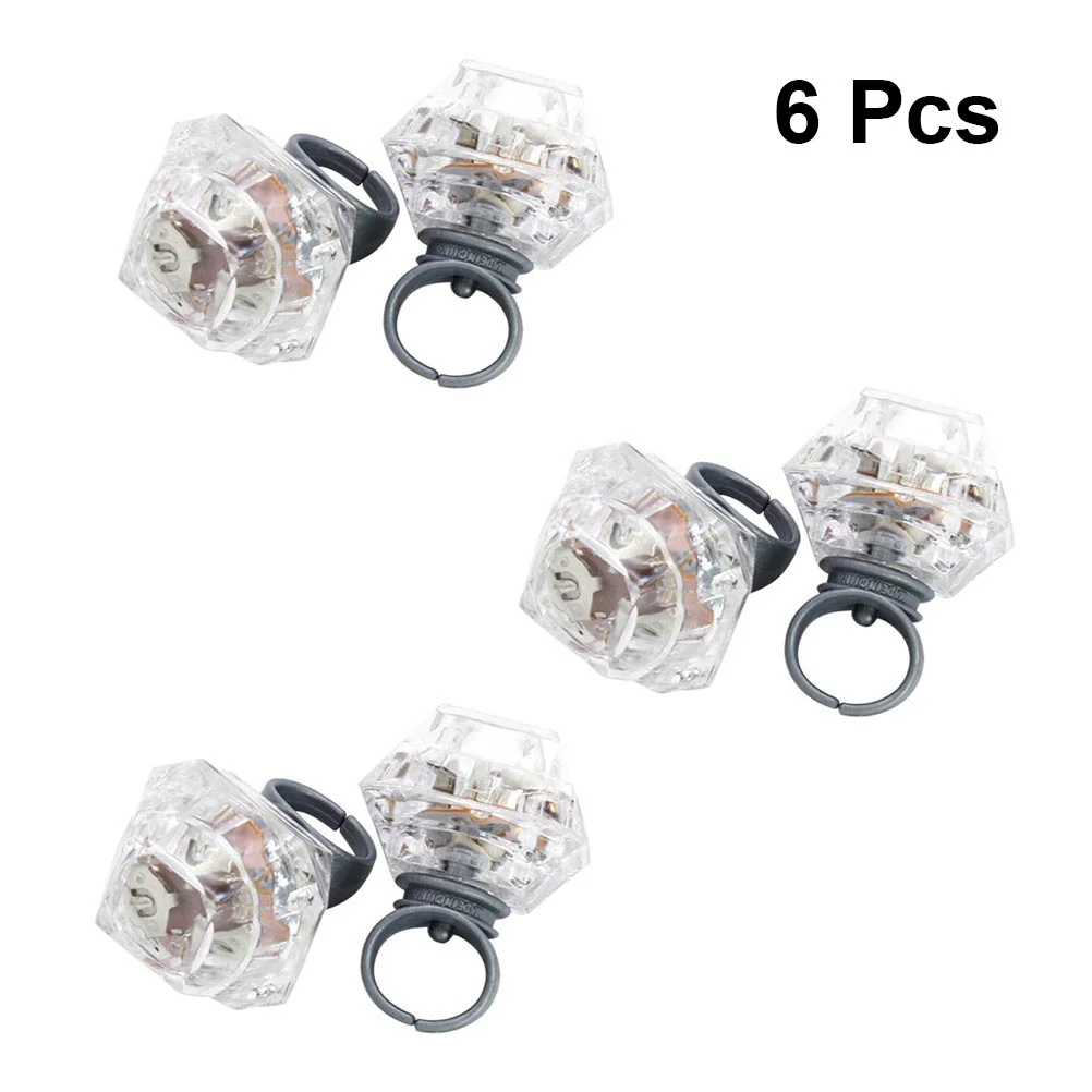 Anneau de doigt LED en diamant simulé, anneaux Shoous, jouets clignotants, cadeaux de faveurs de fête, 6 pièces