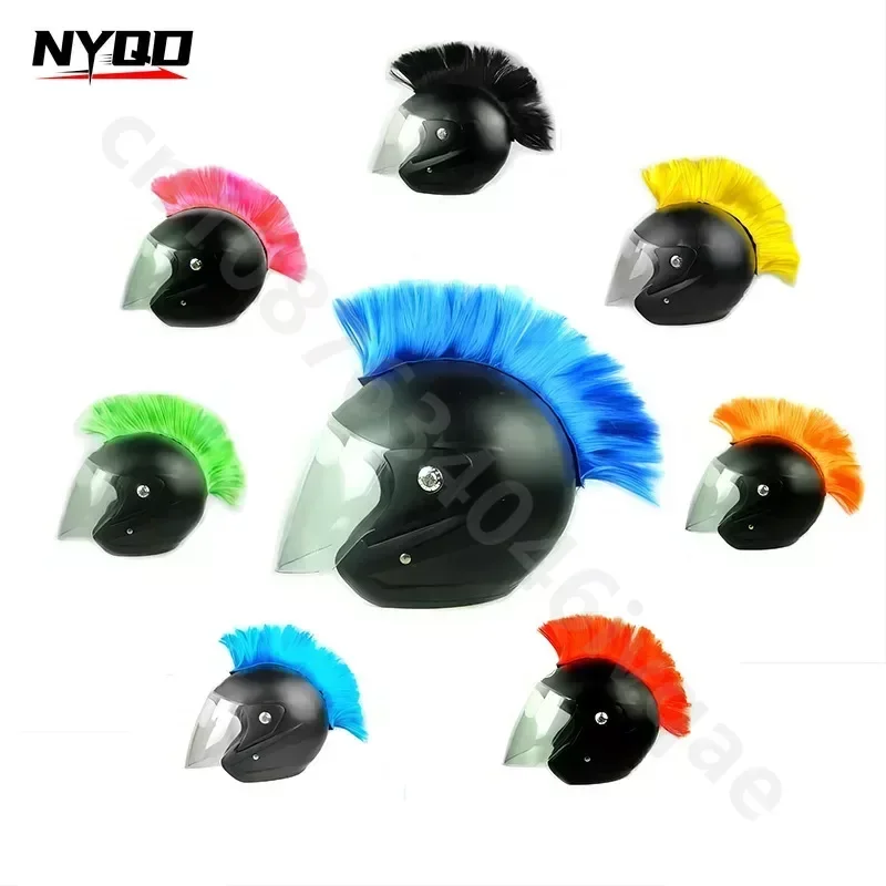 Mohawk Wig Motorcycle Helmet Decoration Punk Style Cockscomb Halloween Helm Accessories Casco Moto