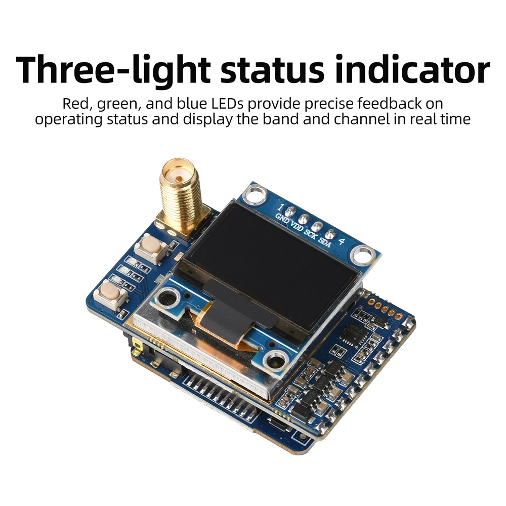 VRX-75DF FPV-Videoempfänger 6,1-7,2 GHz 64-Kanal-Analog für Drohnen mit 0,96-Zoll-OLED-Display – Detail 9