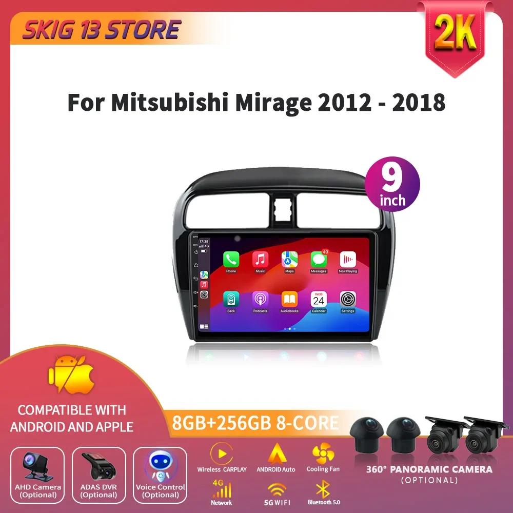 

For Mitsubishi Mirage 2012-2018 Android 14 Wireless Carplay Stereo Screen Car Radio Multimedia Video Player Navigation 4G GPS