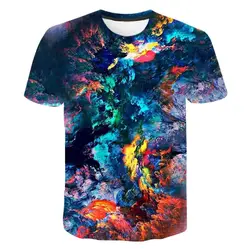 Summer Fashion Colorful Pigment Graffiti graphic t shirts For Men Personality Casual Printed Round Neck Short Sleeve Tees