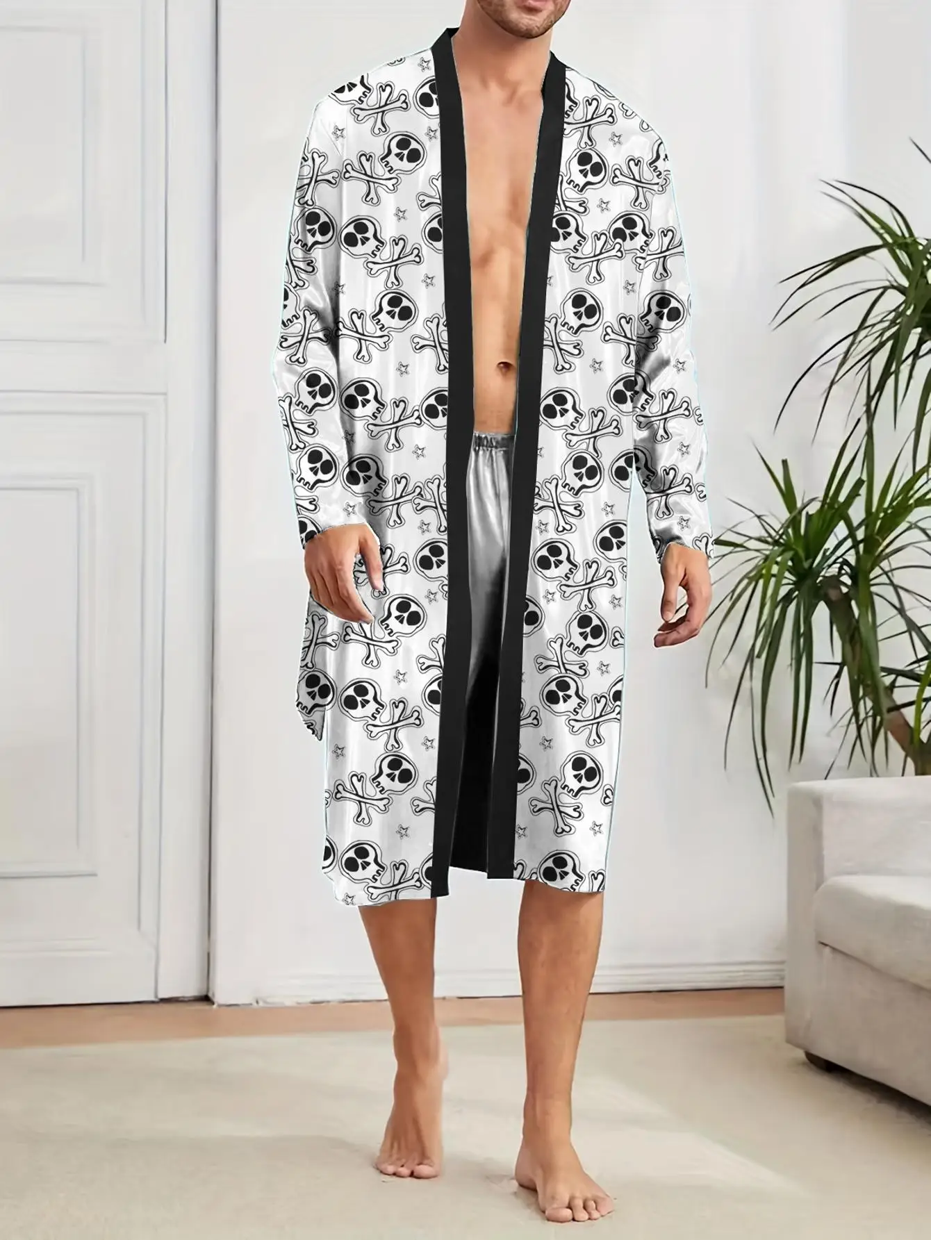 1pcs Men's Robes 2026 Spring/Summer Breathable Funny pajamas sleepwear Graphic 3D Printed Robes Bathrobe man dressing gown