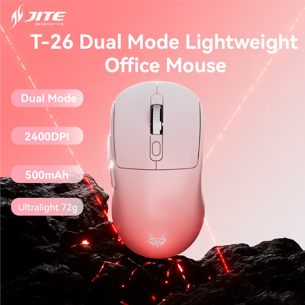 ماوس بلوتوث لاسلكي JITE T26، ماوس مريح صامت 2.4G، ماوس مكتب خفيف الوزن مع بطارية 500 مللي أمبير في الساعة لأجهزة الكمبيوتر المحمول والكمبيوتر الشخصي