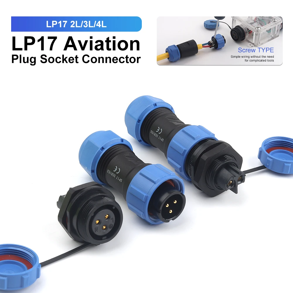 SP/LP17 2/3/4 Pin Back Nut Butt Aviation Plug Socket Wire Cable Connector Quick Screw Crimp Male Female No Welding Junction Box