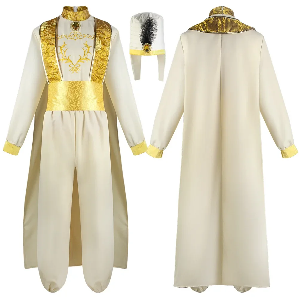 Erwachsenen- und Teenager-Kostüm Arabischer Prinz Cosplay Märchenhafte Magische Wunderlampe Arabische Prinzen-Outfits für Halloween Bühnenauftritte