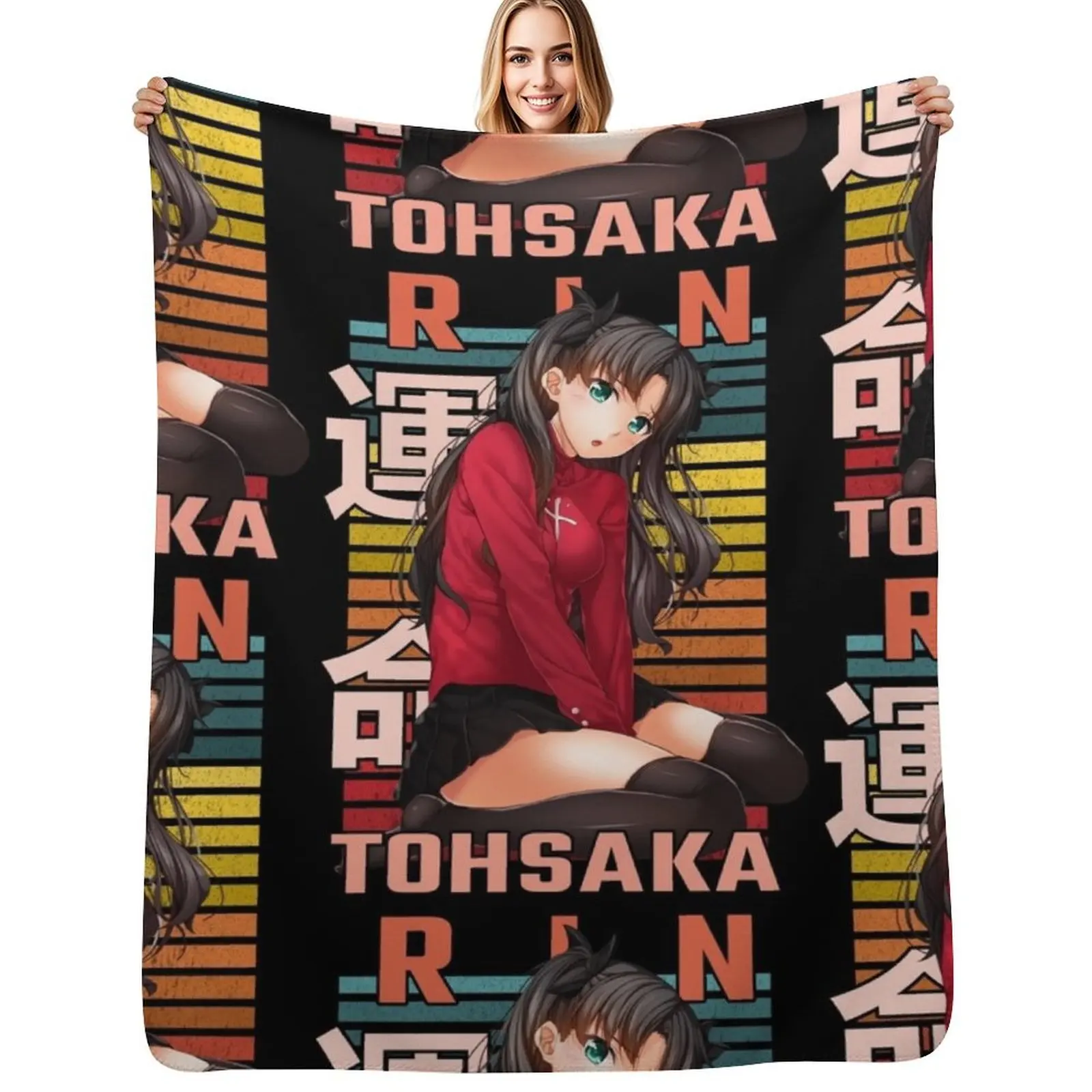 Rin Tohsaka Fate/Zero Retro Anime Design Throw Blanket Year Round Soft Comfortable Blanket for Home