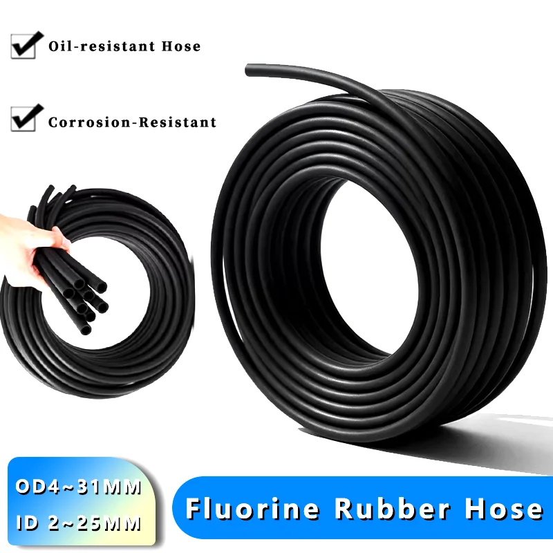 Oil Resistant High Temperature Acid Alkali Corrosion Fluorine Rubber Hose FKM Viton Tube ID 2 3 4 5 6 7 8 10 12 14 16 18 19 25mm