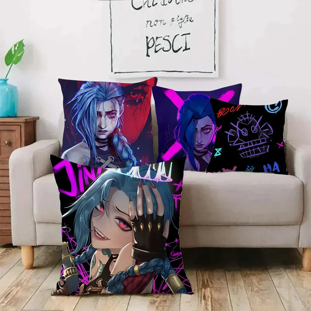 Pillow Covers Cartoon Sofa Decorative Home Double-sided Hot Game Arcane League of Legends Printing Short Plush Cute Cushion