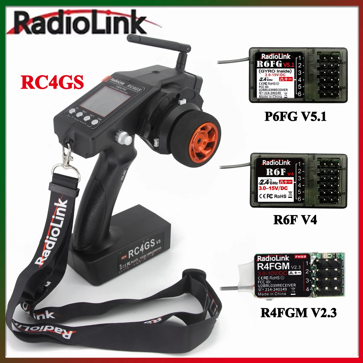 RadioLink RC4GS V3 5CH 5 Channel Transmitter Remote Controller R4FGM R6F R6FG V5.1 Gyro Receiver for RC Car Boat Vehicle Model