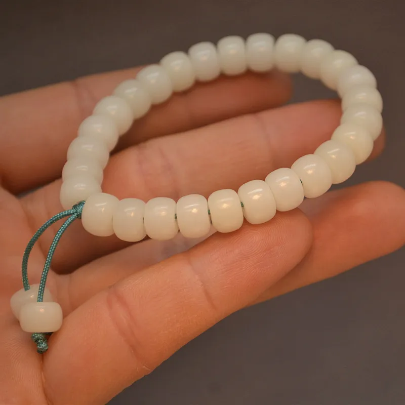 Simple Style Plain Single Ring Women's White Corypha Umbraculifea Bracelet White Jade Bodhi BraceletDIYOrnament8mm