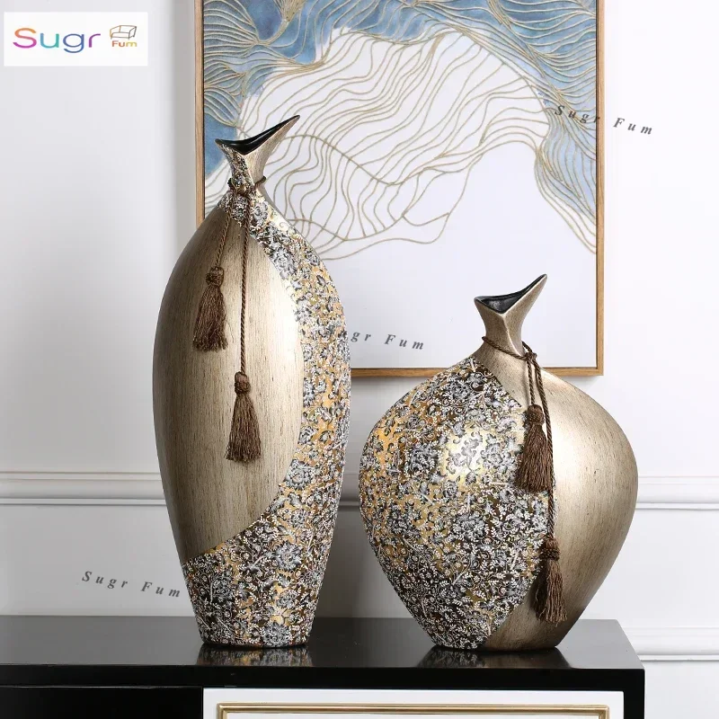 

High-end Luxury European Decals Ceramic Vase Wine Cabinet Decoration Living Room TV Cabinet Porch Desktop Vase