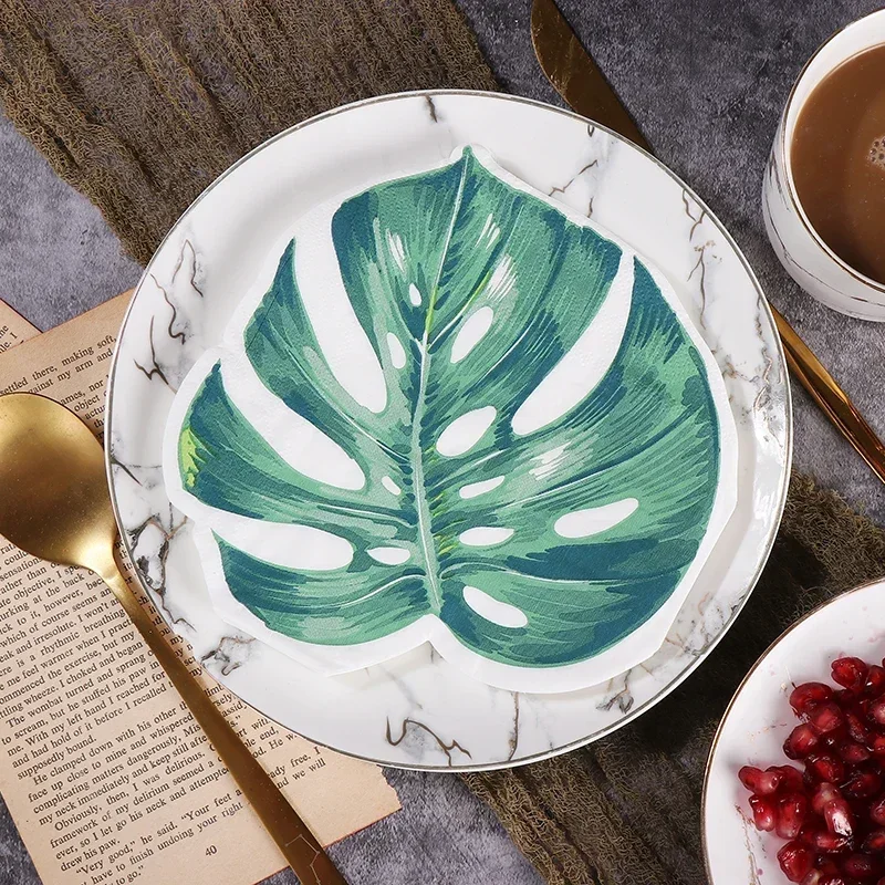 20pcs/pac 2-Ply Shaped Turtle Back Leaf Printing Paper Napkins Cut Edge Color Napkins Paper Placemat Party Napkins Decoupage