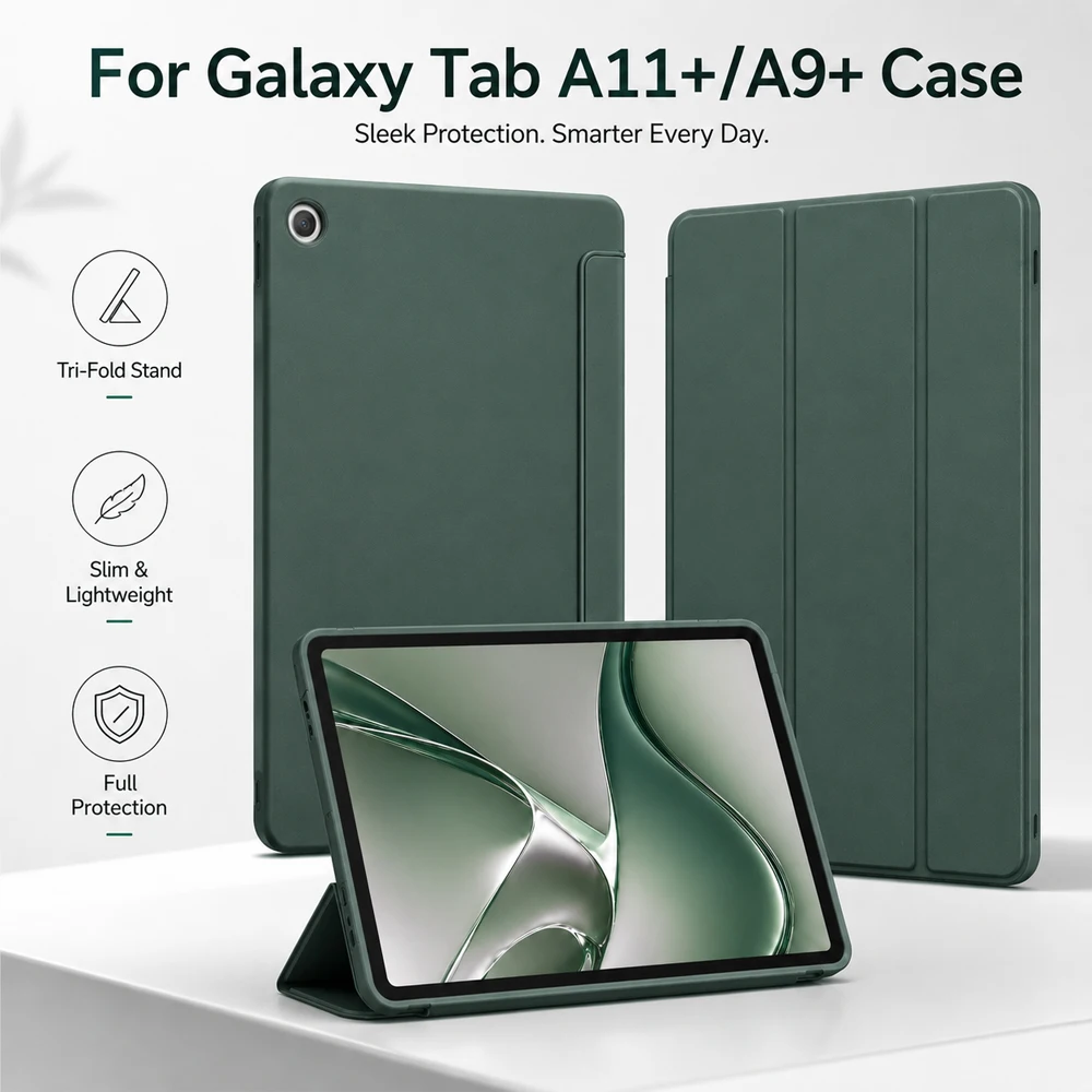 For Samsung Galaxy Tab A9+ Plus 2023 And A11+ Plus 2025 Case Slim Tri Fold Stand Auto Wake Sleep Shockproof Protective Cover