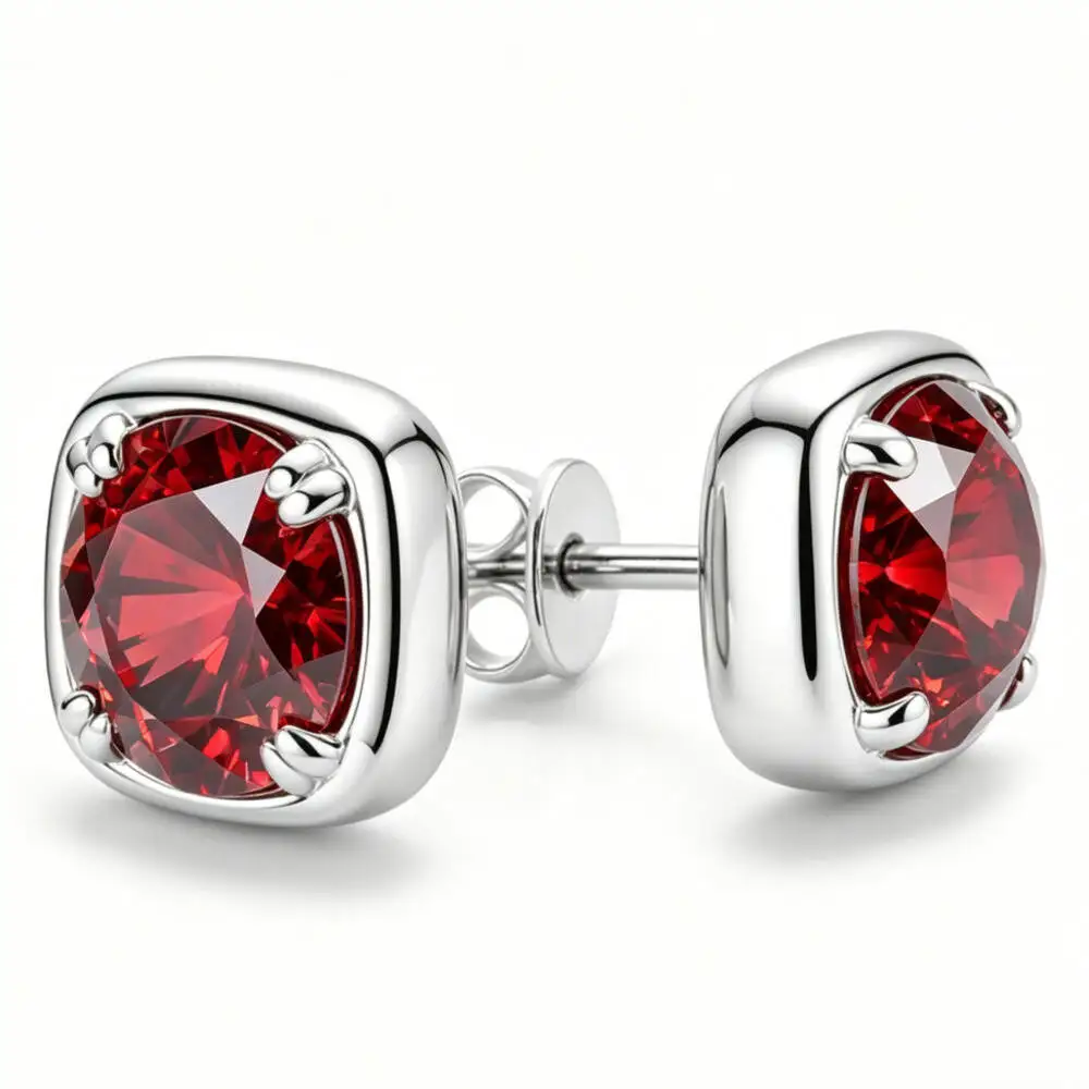 6.5mm 925 Sterling Silver Cushion Cut D VVS1 Moissanite Stud Earrings Multi Color Bezel Set Earrings For Women