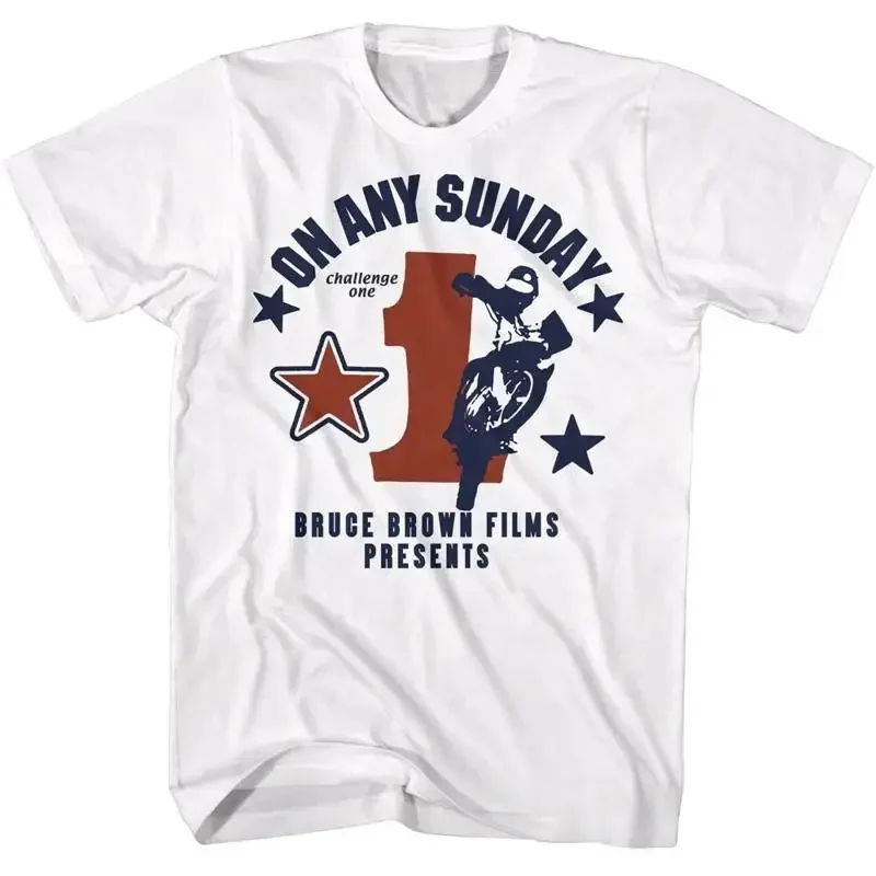 A854 Bruce Brown Films 1971 On Any Sunday Challenge One Logo White T Shirt