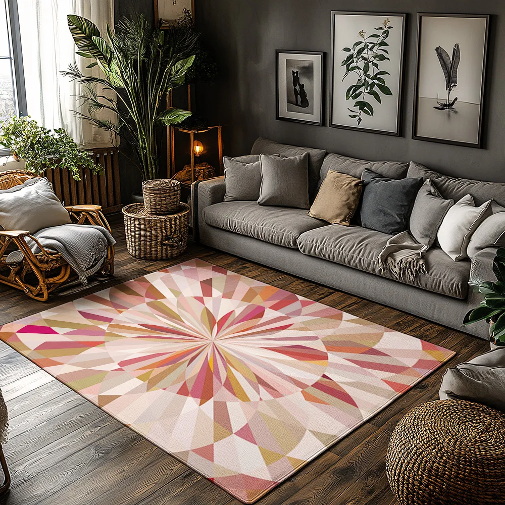 

Коврик Tuniu с геометрическим рисунком розового цвета, нескользящий коврик для домашнего декора для гостиной, спальни