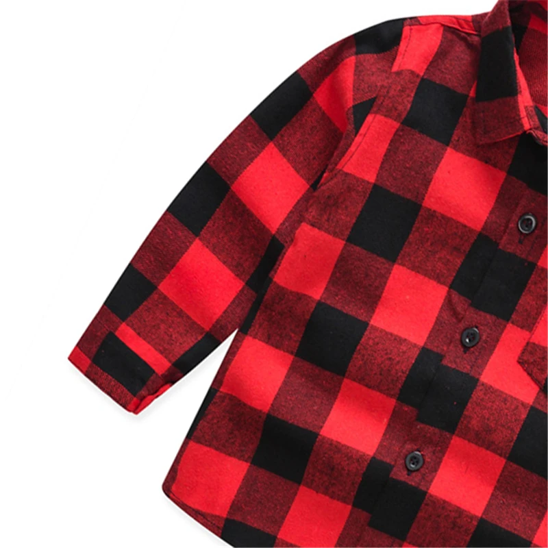 Boys Shirts Classic Casual Plaid Child Shirts Kids School Blouse Red Tops Clothes Kids Children Plaid 2-8 Years Kids Boy Wear