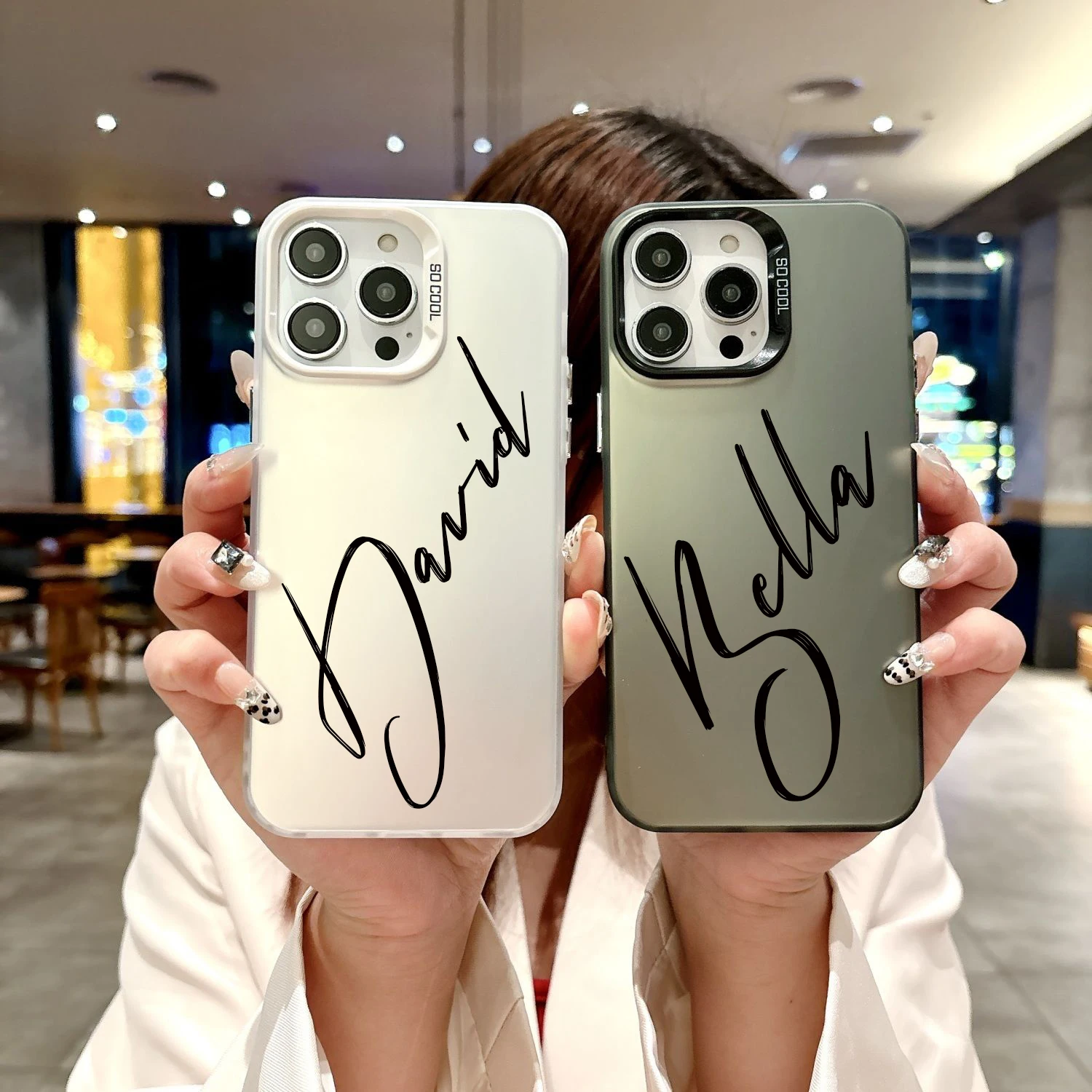 Coque de téléphone mate en plastique dur avec nom personnalisé, Compatible avec Iphone17 16 15 14 13 12 11Pro Max Plus