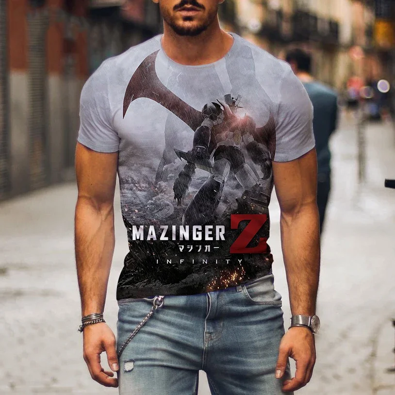 Mazinger Z 3D Print T-Shirts Anime Robot Casual Fashion Short Sleeve T Shirt Harajuku Tees Tops Kid