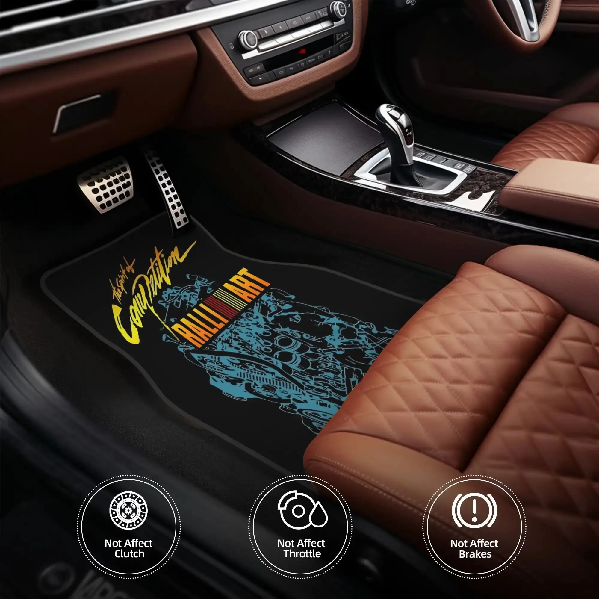 4pcs RalliArt Spirit Competition Car Floor Mats- Durable, Vibrant Skull& Flame Design, Fit For Cars, Ideal Gift For Car Enthusia