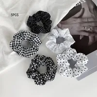 5pcs Polka Dot Hair Ties Elegant Cute Fabric Scrunchies with Flower Prints Sweet Floral Dot Hair Bands Academy Style for Ages - Image 6