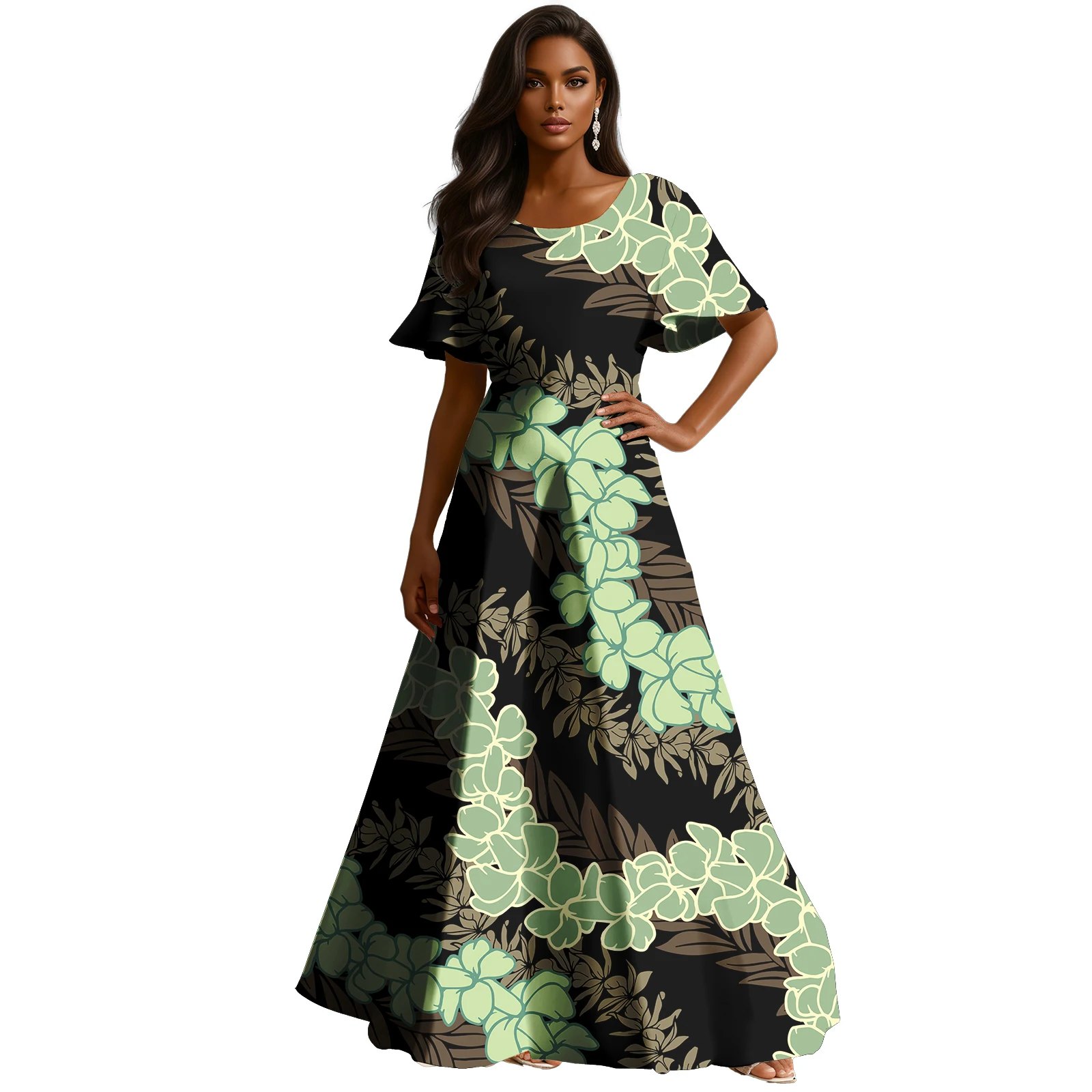 ملابس جزر آسيا والمحيط الهادئ ساموا بوليتاسي بولينيزيا القبلية ساموا طباعة السيدات فستان أنيق طويل الأكمام مضيئة المرأة #5