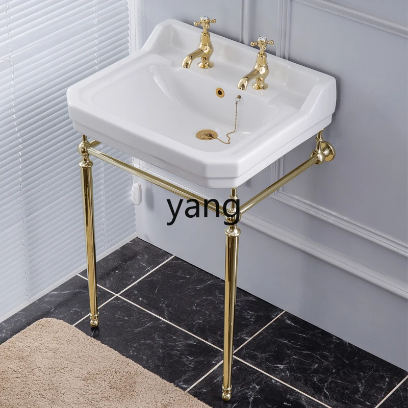 

LMM double hole hot and cold separate British bracket basin retro wash basin pure copper floor