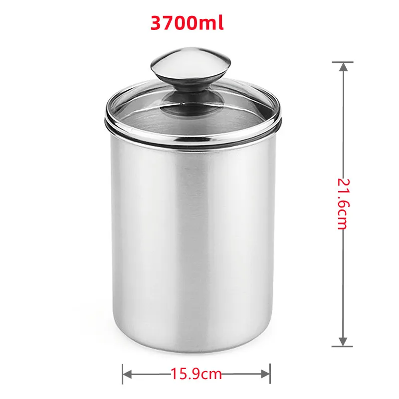 Stainless Steel Single-layer Grains Storage Canister with Glass Lid Dry Fruit Tea Confectionery Kitchen Storage Container