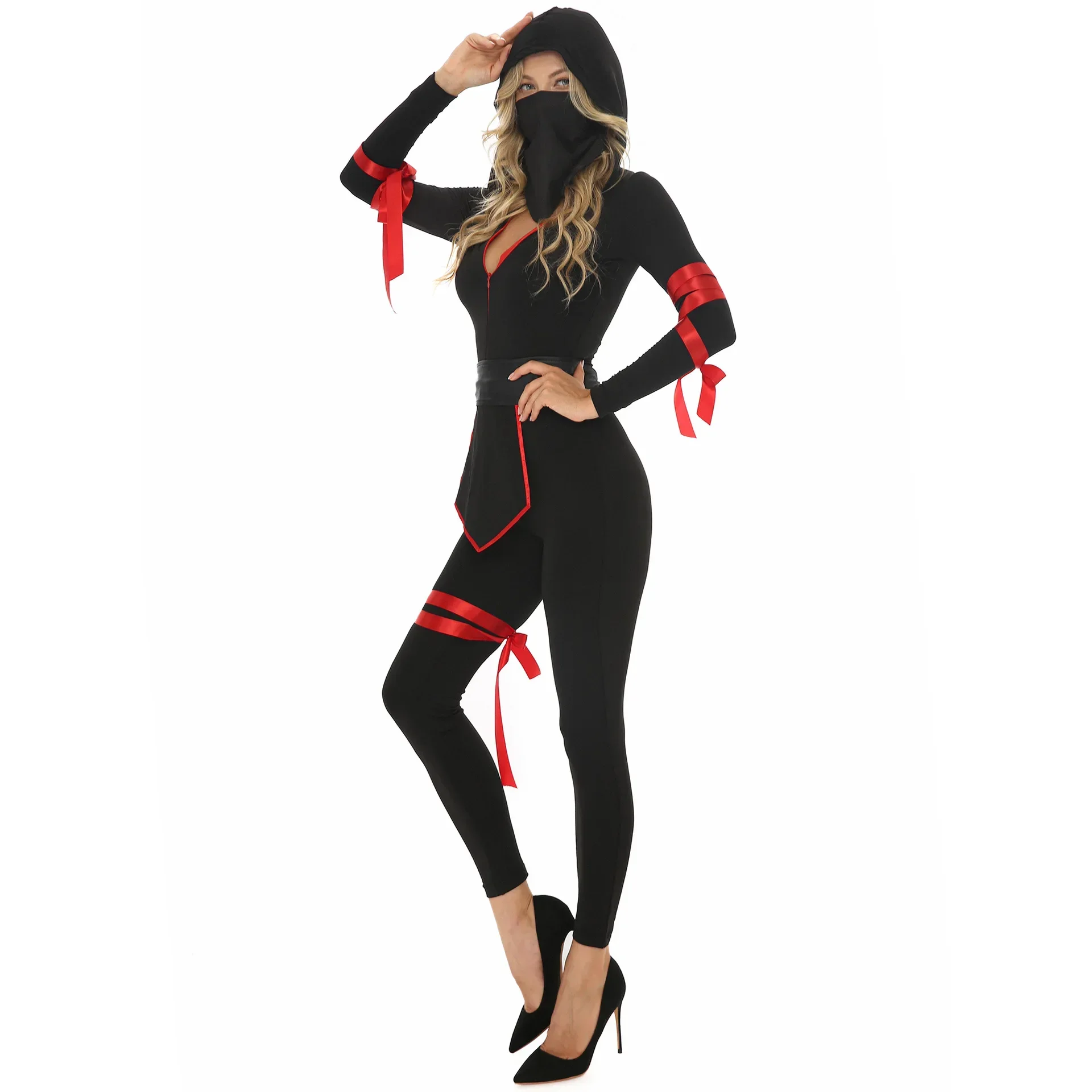 Halloween Costumes for Women Men Ninja Costume Adult Anime Warrior Cosplay Carnival Party Fancy Dress Up image 5