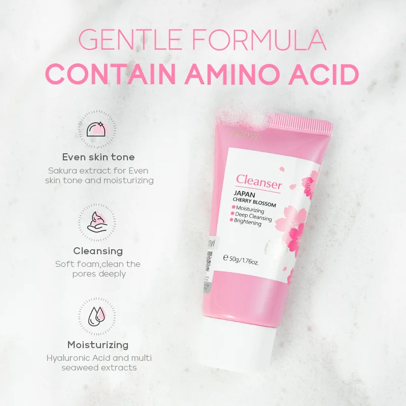 Sakura Facial Cleanser Skin Deep Cleansing Blackhead Moisturizing Skincare Cherry Blossom Face Wash Foam Face Cleanser Skin Care