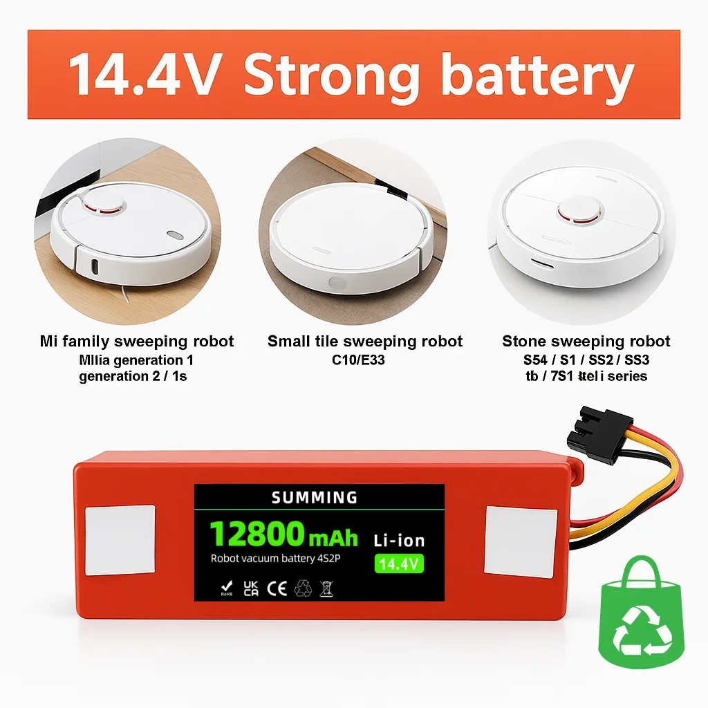 

Li-ion14.4V 5200mAh Battery for Xiaomi Mijia Mi Robot Vacuum-Mop 2 Pro MJSTS1 C101 MJSTP D099-4S2P S1-260-4S2P compatible with1S