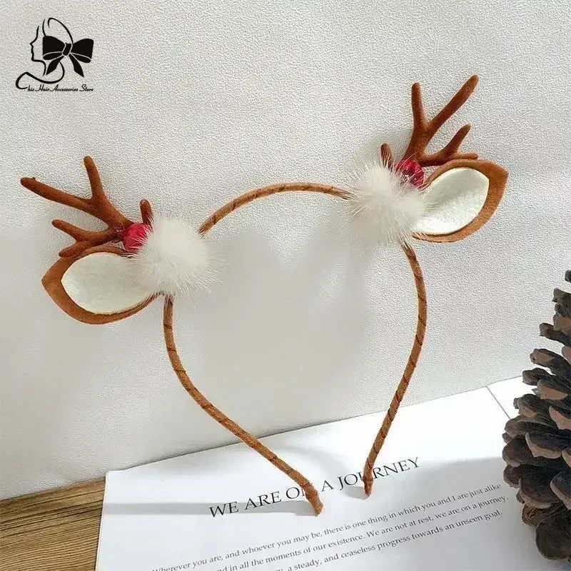 Christmas Party Deer Horn Cute Headband Women's Plush Headband  Cartoon Hair Accessories Hair Clip Hair Accessories Tiaras