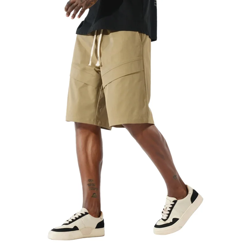 

Мужские тонкие уличные легкие шорты, однослойные шорты из ледяного шелка, свободные удобные шорты с эластичной резинкой на талии, пляжные прямые шорты Five-p