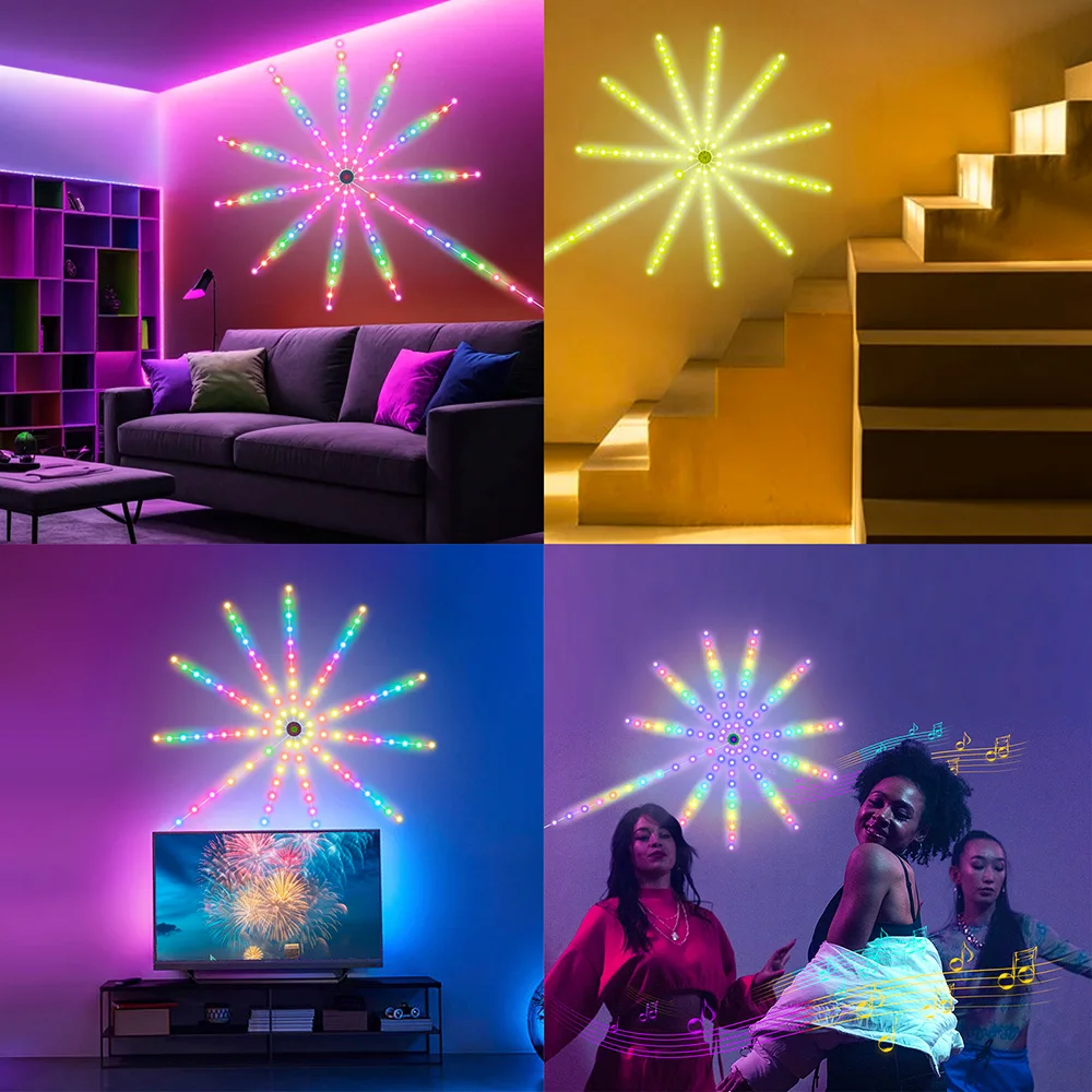 Fajerwerki LED Light String Dekoracja świąteczna Aplikacja zgodna z Bluetooth Zdalne sterowanie 120 diod LED Dream Colors Synchronizacja muzyki