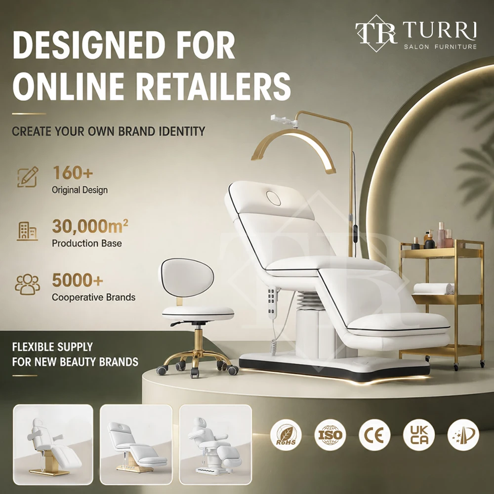 Turri Electric Adjustable Beauty Chair Microblading Bed Aesthetic Clinic Facial Treatment Furniture 3 Motor Foldable Salon