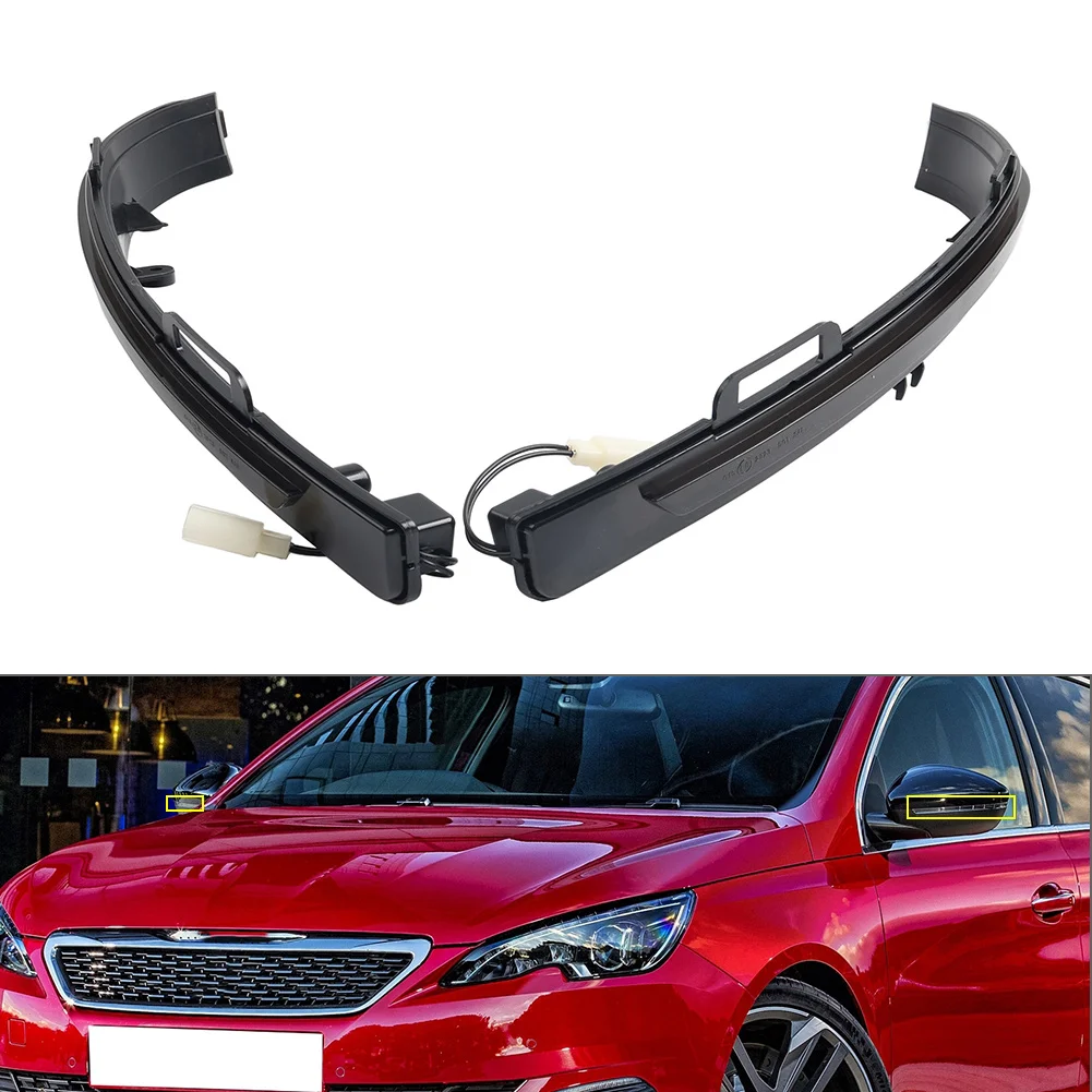 2Pcs Car Rearview Mirrors Lamp Side View Mirror Turn Signal Light Indicator For Peugeot 308 2013-2019 1610708180 1610708280