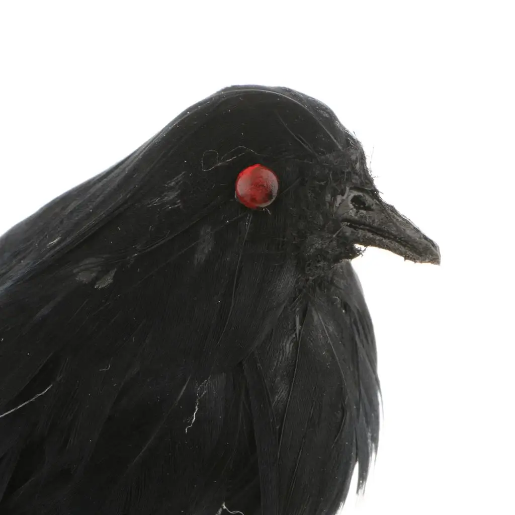 Halloween Decoration Realistic Crows Black Feathered Artificial Bird Props for Creepy Atmosphere