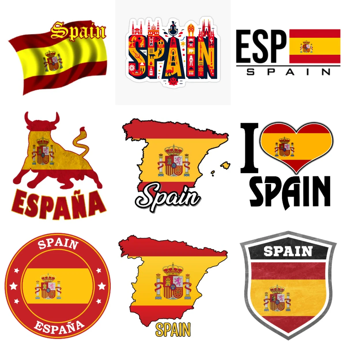 

Spain Flag Map Bull Emblem Creative Stickers for Car Truck Bicycle Helmet Bumper Wall Window Fridge Decoration Accessories